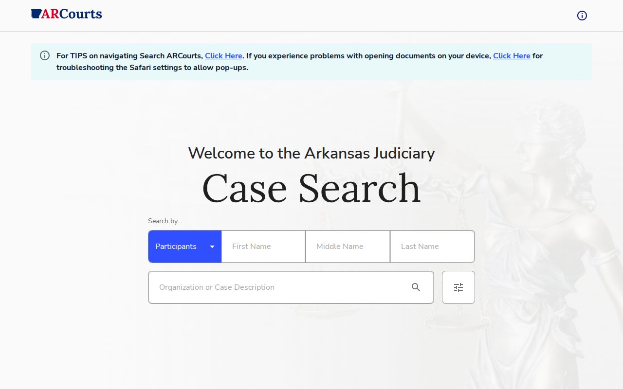 Newton County court docket Search ARCourts interface