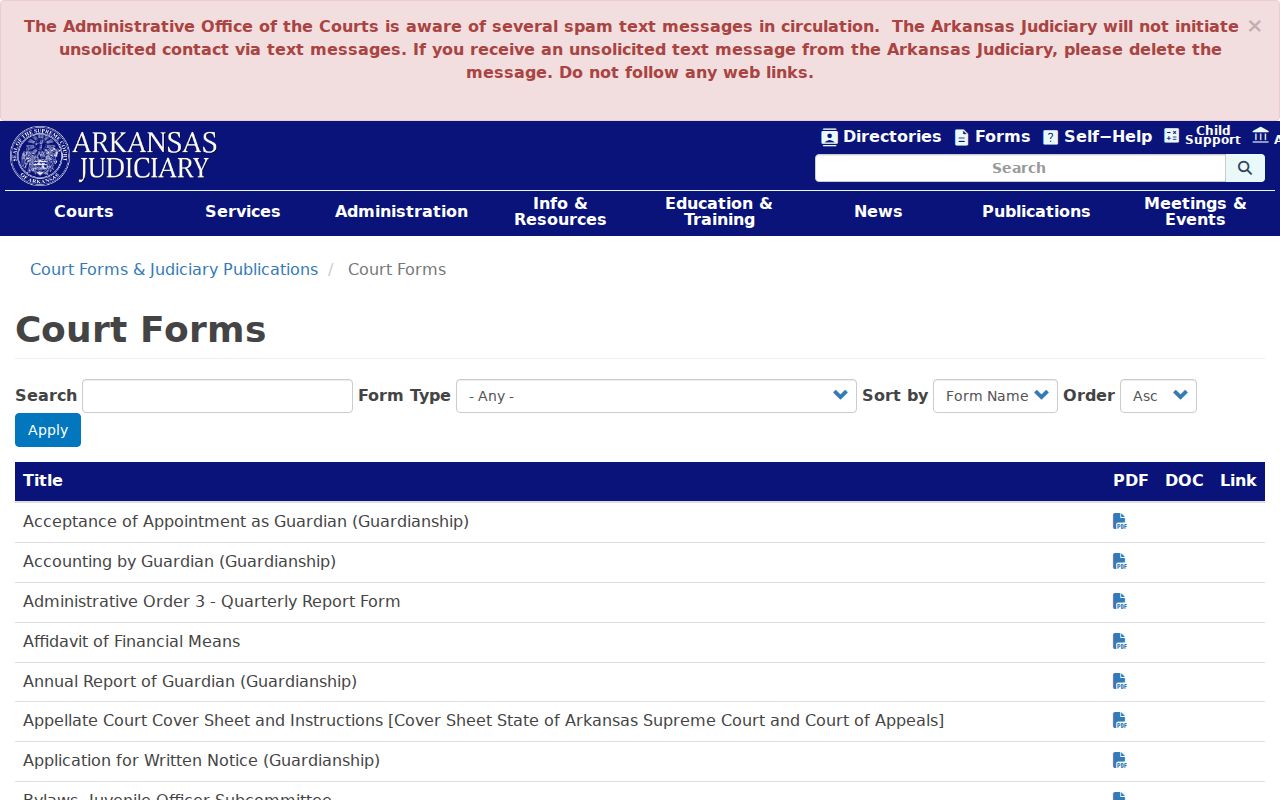 Newton County civil docket Arkansas court forms catalog
